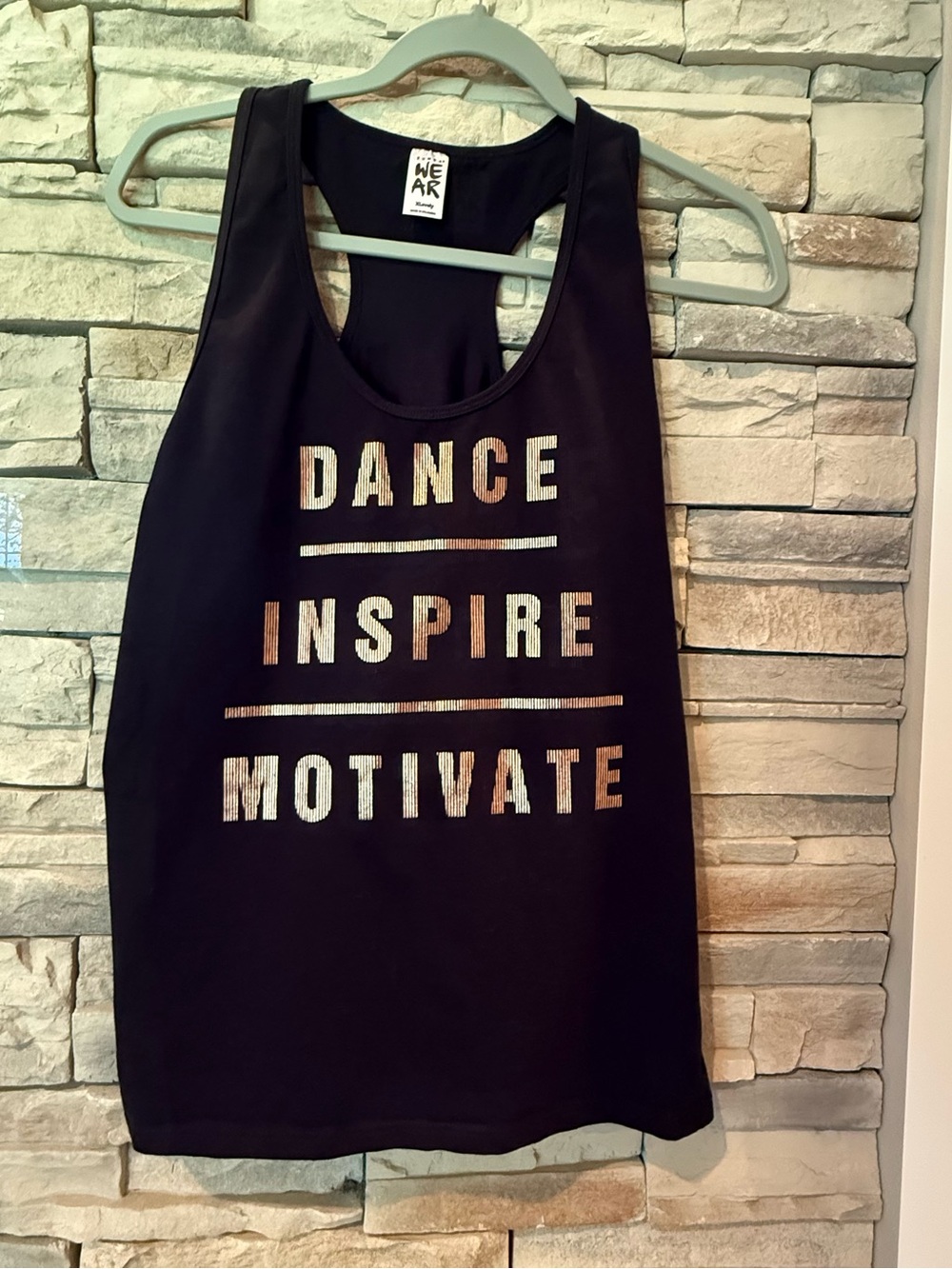 Zumba Racerback Tank Top Dance Inspire Motivate Gold Foil Metallic Bling XL
